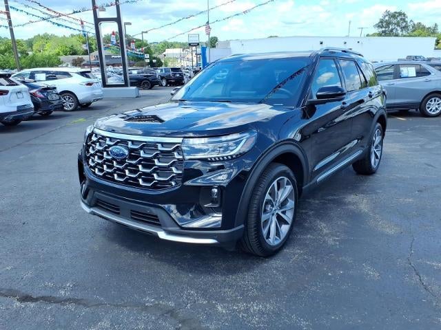 2025 Ford Explorer Platinum in Black — front three-quarter view